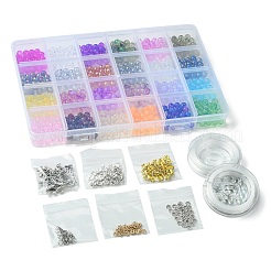 DIY-Sets zum Herstellen von runden Glasperlen mit Opalit-Imitation und Anhängern aus Legierung&nbsp;DIY-FS0006-39