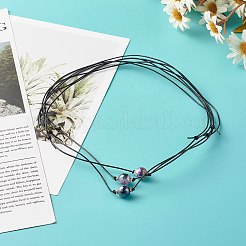 Perlglanz überzogene runde facettierte Halskette mit natürlichem Achat-Anhänger&nbsp;NJEW-JN03657-03