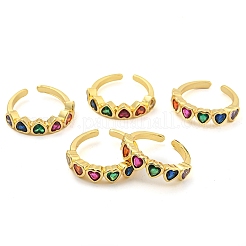 Bague de manchette cœur en zircone cubique colorée&nbsp;KK-D067-30G-RS