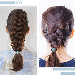 3 élastique à cheveux synthétique imitation turquoise en alliage et résine&nbsp;OHAR-CY0001-10B