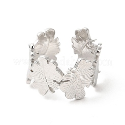Anello polsino aperto foglia d'acero in acciaio inossidabile 304 anti-ossidazione per donna&nbsp;RJEW-E063-18P