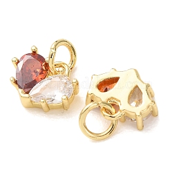 Dijes de latón con micro pavé de circonitas cúbicas de color naranja rojizo para el día de San Valentín&nbsp;CU-E003-17G-G