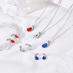 Conjunto de collar y pendientes con colgante de aleación de rhinestone&nbsp;SJEW-LP0001-46C