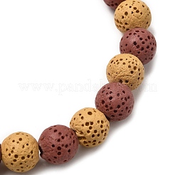 7 bracciale elastico con perline rotonde in pietra lavica naturale tinta in 7 colori per uomo e donna&nbsp;BJEW-JB12334