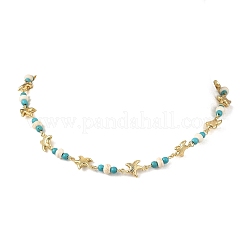 Collares con cuentas de turquesa sintética teñidas con tintes oceánicos y cadenas de eslabones de acero inoxidable 304.&nbsp;GG-NJEW-JN06337-03