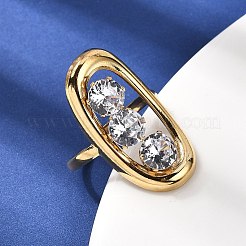 Offene Manschettenringe aus 304er Edelstahl mit Mikropavé und Zirkonia für Damen&nbsp;RJEW-K258-12A-G