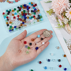 2 brin de perles cubiques en verre transparent à facettes&nbsp;GLAA-PA0001-87