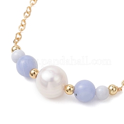 Bracelets à maillons en perles d'agate dentelle bleue naturelle&nbsp;BJEW-JB13087-03