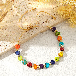 Regenbogenherz-Armbänder aus Harz- und Messingperlen zum Pride Month für Damen&nbsp;KI7192