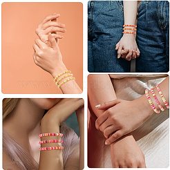 Ensemble de bracelets extensibles faits à la main en argile polymère heishi surfeur&nbsp;BJEW-SW00099-02