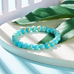Natürliches Mashan-Jade-Stretcharmband mit runden Perlen&nbsp;BJEW-JB07970-02
