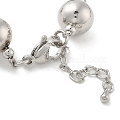 Messing-Gliederarmbänder mit runden Perlen für Damen&nbsp;LS-BJEW-S159-02A-P