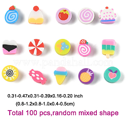 100pcs 2 styles de perles d'argile polymère faites à la main&nbsp;CLAY-FP0001-11A