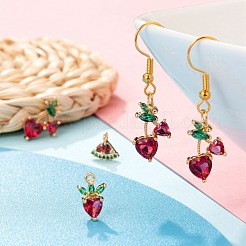 6 pièces en laiton micro pavé pendentifs en zircone cubique colorée&nbsp;KK-LS0001-39
