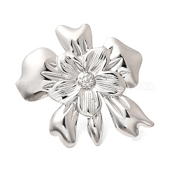 Bagues ouvertes en acier inoxydable 304 avec fleur pour femmes&nbsp;RJEW-A091-22P