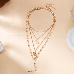 Collana lunga a nappe da donna con ciondolo a perla in lega e plastica&nbsp;WG4E668-01