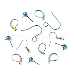 32 pz 4 stili ganci per orecchini francesi in acciaio inossidabile e componenti per orecchini a leva e perno a sfera e kit di componenti per ganci per orecchini&nbsp;STAS-FS0001-62