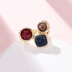 Bagues manchettes en améthyste naturelle/jade teinté/sodalite/jade coréen/quartz rose/agate&nbsp;RJEW-M076-05G