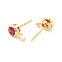 Accessoires de clous d'oreilles en laiton avec micro pavé zircone cubique&nbsp;LS-ZIRC-P105-02