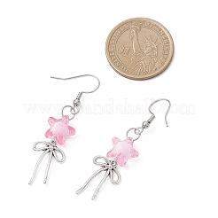 Pendientes colgantes de vidrio acrílico con forma de flor y lazo&nbsp;EJEW-JE06794