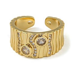 Anillos de puño abiertos de circonita cúbica transparente con micro pavé de latón&nbsp;RJEW-Z050-14G