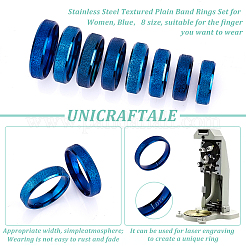 Ensemble de 16 bagues unies texturées en acier inoxydable 201 pour femmes&nbsp;RJEW-UN0002-77BL