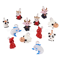 12pcs 6 Stil handgefertigte Bunte Malerei Anhänger&nbsp;LAMP-BY0001-04
