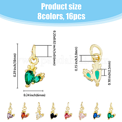 16 Stück 8 Farben Messing Micro Pave Zirkonia Charms&nbsp;KK-DC0003-76