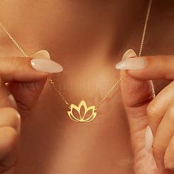 Buddhistische hohle Lotusblume 201 Edelstahl-Anhänger-Halsketten für Frauen&nbsp;FS-WGA47F0-02