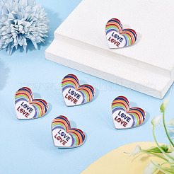 5 Stück Emaille-Anstecker mit Herz und Wort „Love Pride Month“&nbsp;JEWB-TA0001-27