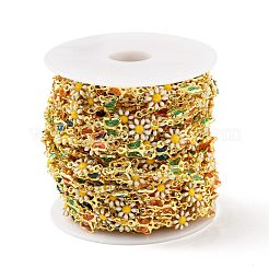 Catene a maglie di fiori e farfalle in ottone smaltato fatte a mano&nbsp;CHC-D032-12G