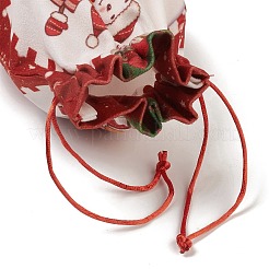 Bolsas de tela rectangulares con tema navideño con cordón de yute.&nbsp;ABAG-P008-01B