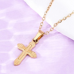 Collares colgantes de acero inoxidable 304 con cruz&nbsp;NJEW-H059-10G