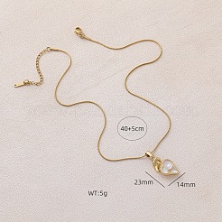 Halsketten aus emailliertem Edelstahl 304 mit perlmuttweißem Herzanhänger für Damen&nbsp;KW3625