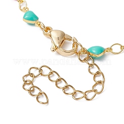 Echte 18 Karat vergoldete Messing-Emaille-Herz-Gliederkettenarmbänder&nbsp;BJEW-JB09841
