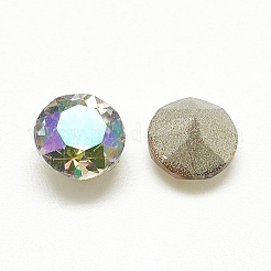 Cabochons en verre avec strass de dos avec point&nbsp;RGLA-T110-4mm-001GL