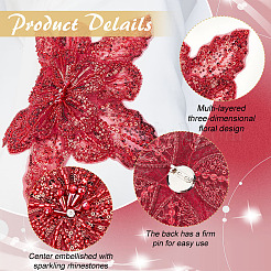 3D-Blumen-Paillettenbroschen aus Polyester für Rucksackkleidung&nbsp;JEWB-WH0030-63B