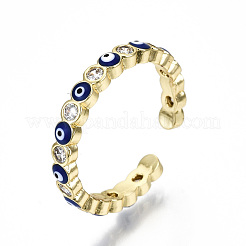 Messing Micro Pave klare Manschettenringe aus Zirkonia&nbsp;RJEW-T016-07G-NF