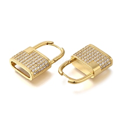 Gestell-Beschichtung Messing Micro Pave Kubisch Zirkonia Creolen Ohrring Zubehörse&nbsp;EJEW-H143-11G