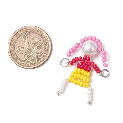 4 Stück 4 Stile Glasperlen mit Glasperle rund Perlen Menschen Verbinder Charms&nbsp;PALLOY-MZ00644
