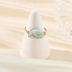 Anelli da donna in larimar naturale con filo di rame&nbsp;RJEW-JR01113