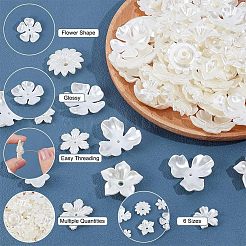 120 pièce 6 capuchons de perles d'imitation en plastique ABS en forme de fleur&nbsp;OACR-NB0001-41