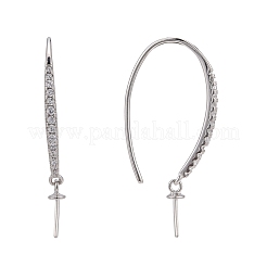 925 crochet de boucle d'oreille en argent sterling plaqué rhodium anti-ternissement avec micro pavé de zircones cubiques&nbsp;STER-F041-88P