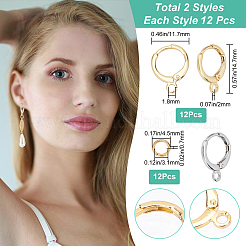 Boucles d'oreilles créoles en laiton avec anneaux ouverts en laiton et anneaux ouverts en acier inoxydable 304&nbsp;FIND-CN0001-74