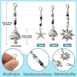 Pilz/Sonne/Seestern Anhänger Dekorationen aus Legierung und Glas&nbsp;HJEW-YW00006