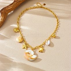 Colliers pendentifs en forme d'étoile de mer en acier inoxydable 304 pour femmes&nbsp;NJEW-F347-01A