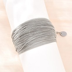 Mehrreihige Armbänder aus kubanischem Kettenmuster aus Edelstahl 304 für Damen&nbsp;BJEW-D460-01P