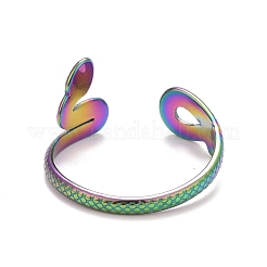 Placcatura ionica (ip) anello polsino aperto in acciaio inossidabile 304 color arcobaleno con serpente per donna&nbsp;RJEW-C025-18M