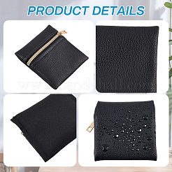 6 Stück 6 Farben quadratische PU-Leder-Schmuck-Geschenk-Reißverschlusstaschen&nbsp;ABAG-CL0001-01