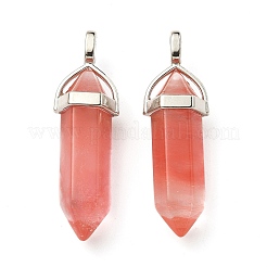 2 x Kirschquarzglas-Doppelterminal-Anhänger&nbsp;G-YW0002-03